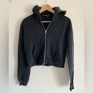 Brandy Melville black zip cropped hoodie